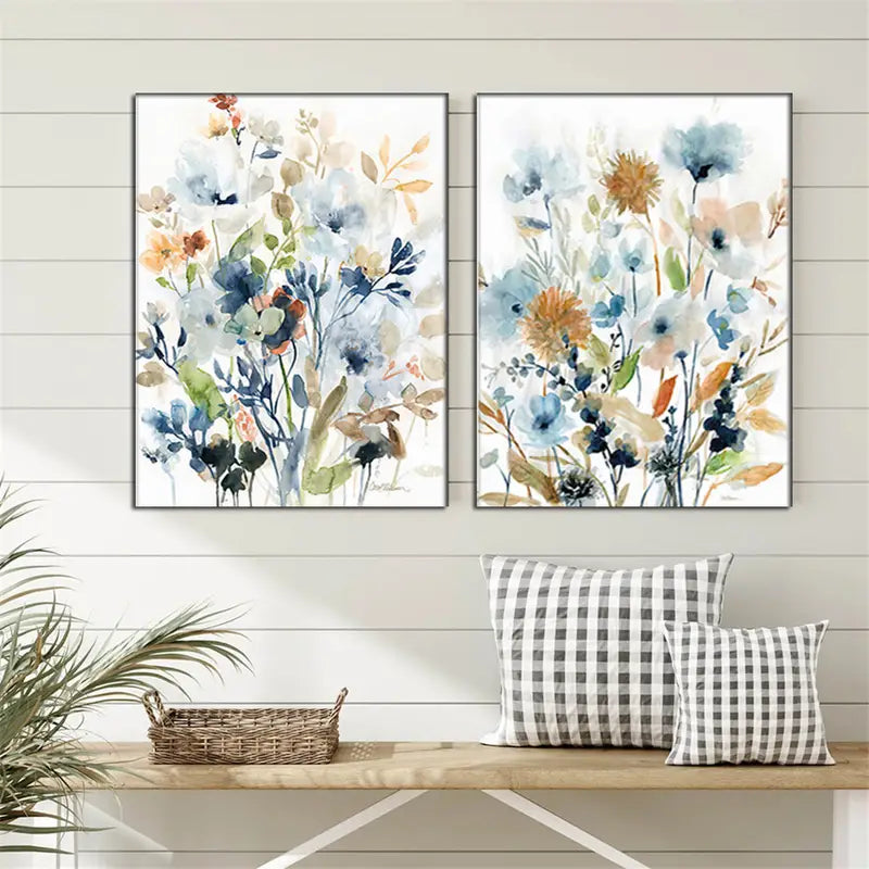 2pcs Floral Leaf Canvas Art Posters for Home Decor