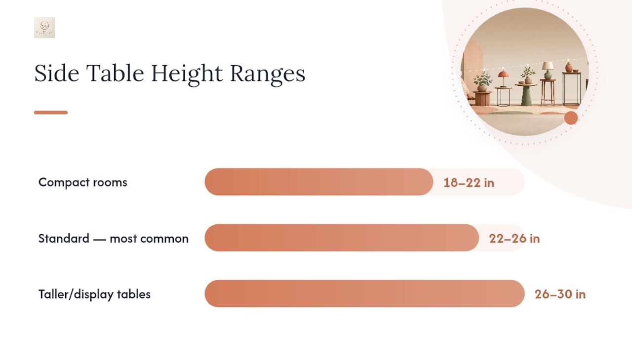 Bar chart showing side table height distribution