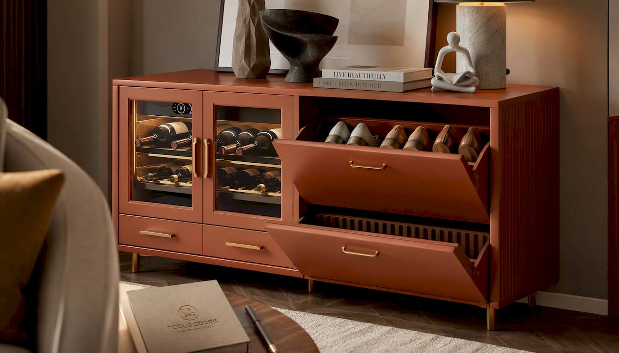 Modern Luxury Wine Cabinet and Shoe Storage Decor