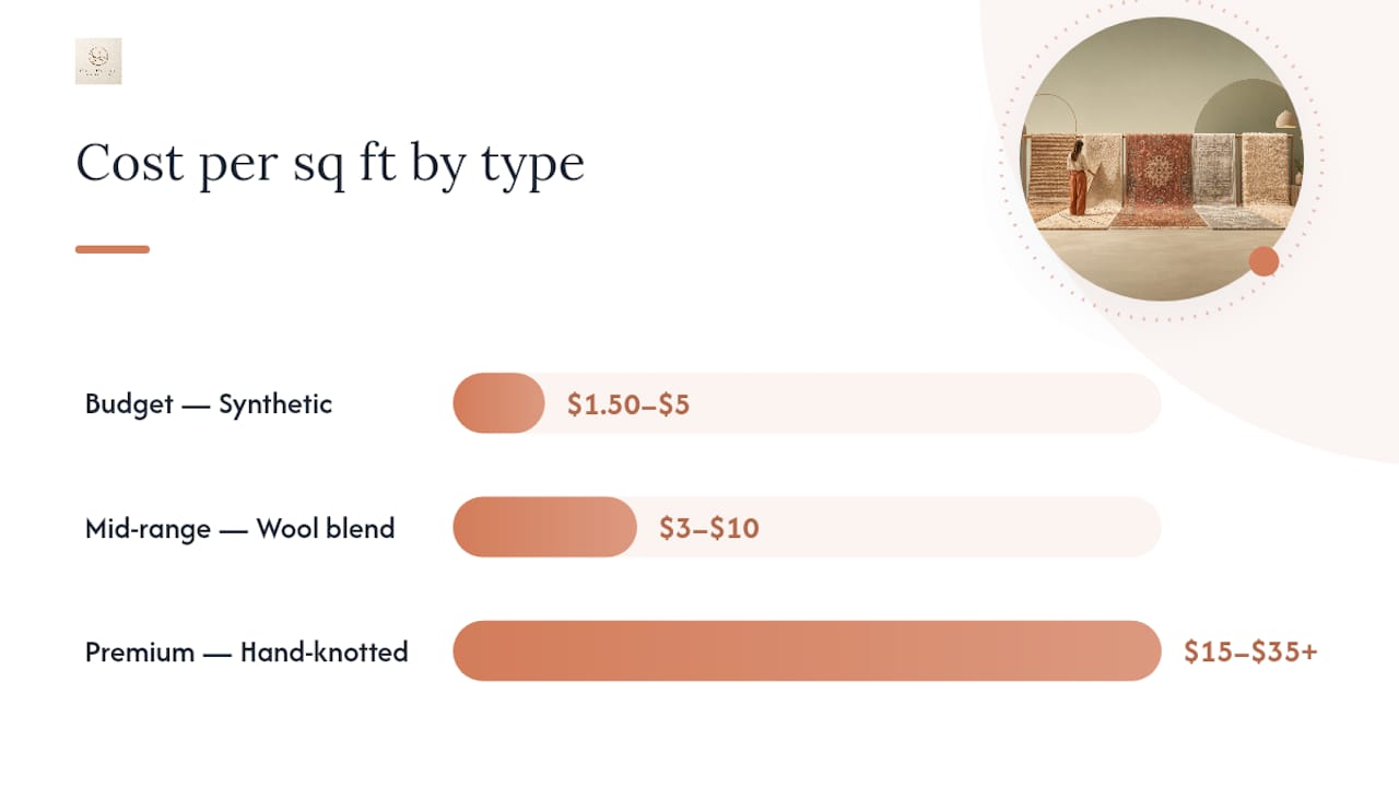 Comparison of rug costs by material and construction