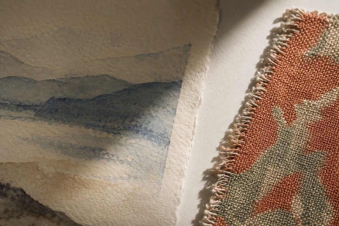 Watercolor and textile vulnerable to light damage