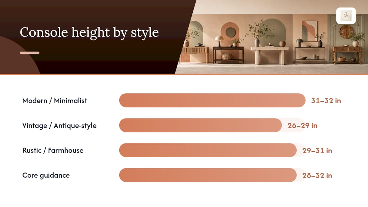 Console height ranges by furniture style