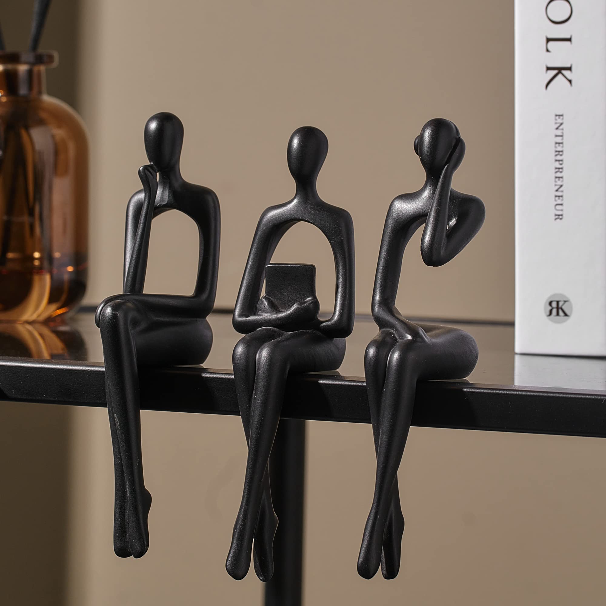 Black Décor Statue - Abstract Resin Sculpture Ornament Art Figurine Modern Home Décor