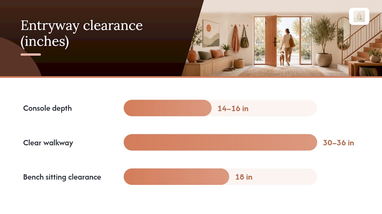 Entryway furniture depth and clearance measurements