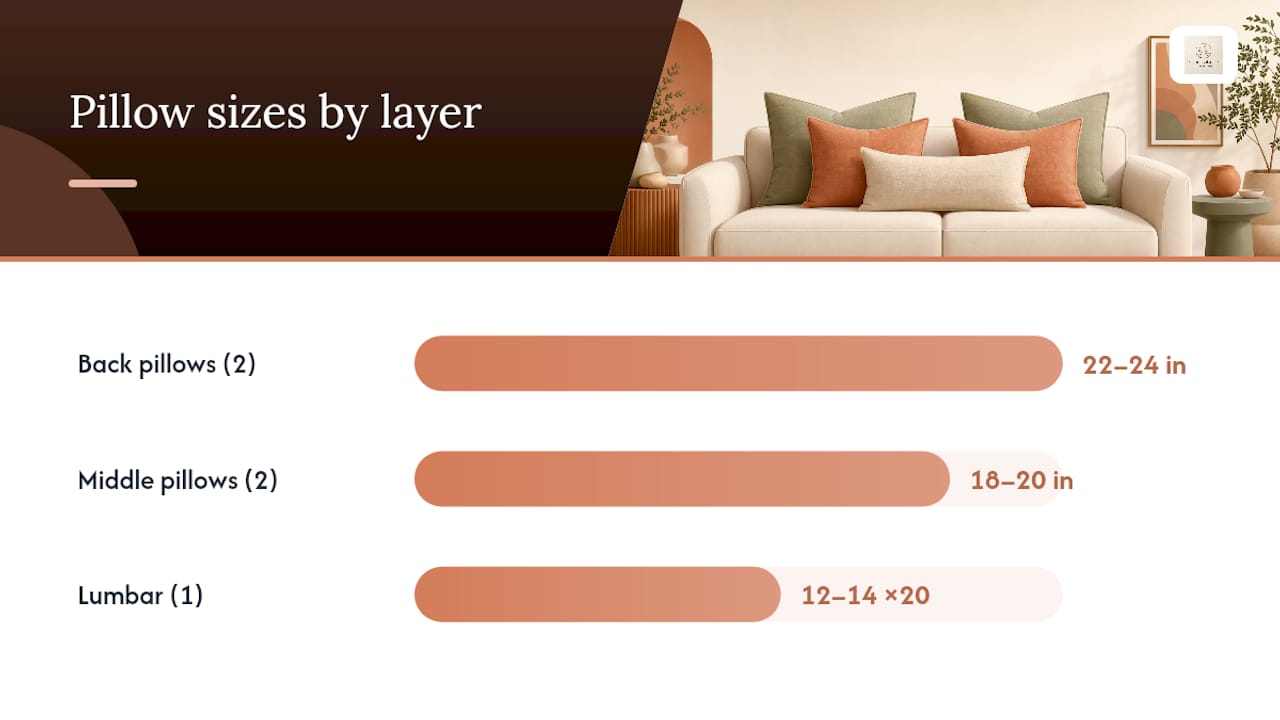 2-2-1 sofa pillow size progression