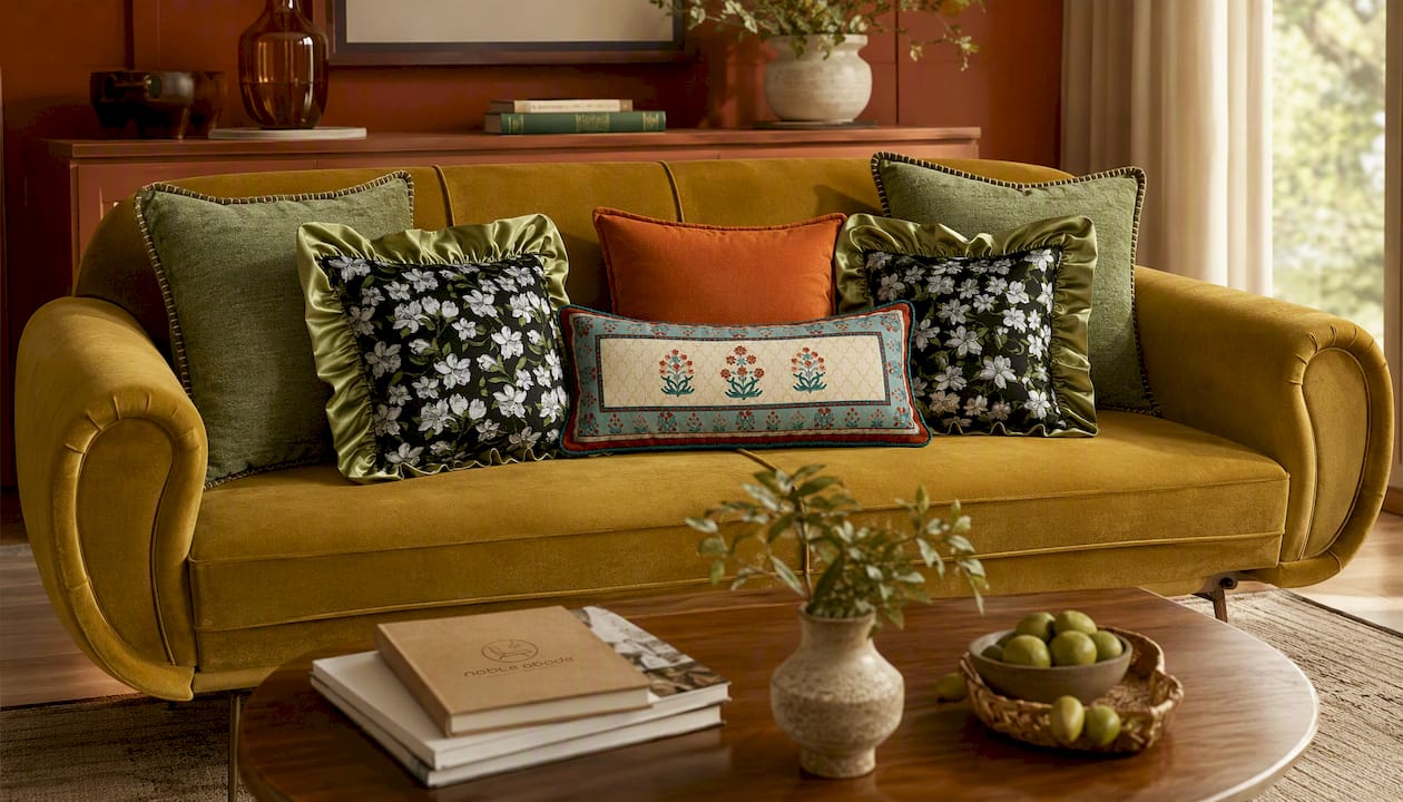 Retro Luxury Sofa Bed with Pillows