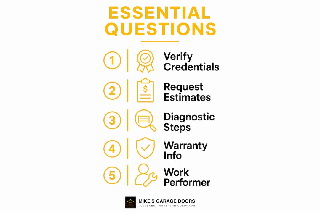 Infographic listing key questions to ask repair technicians