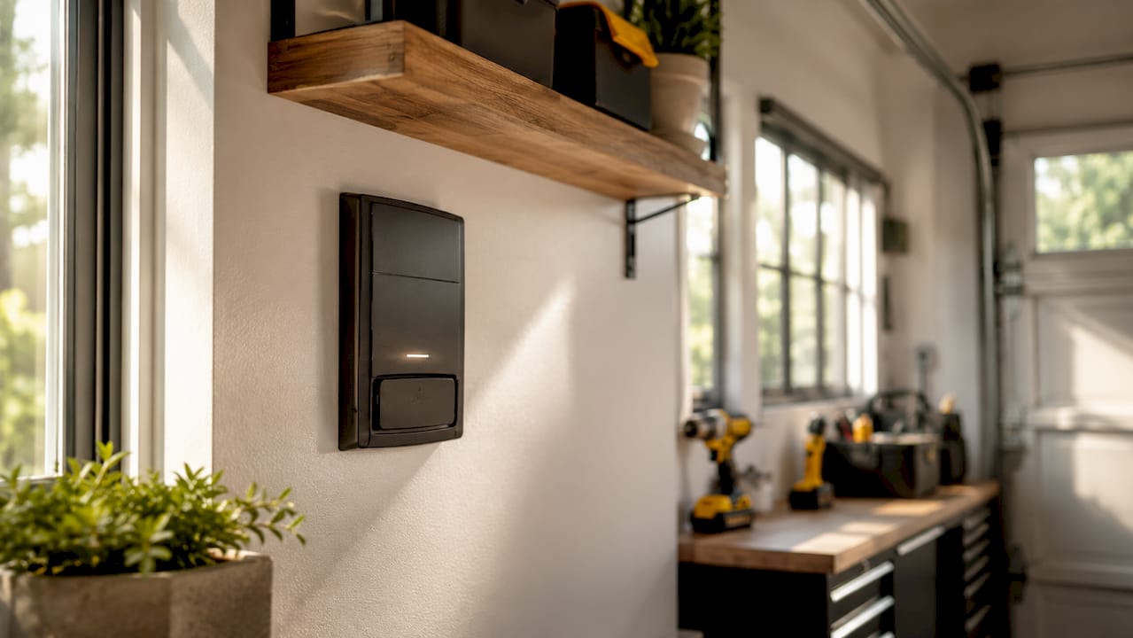 LiftMaster wall panel with illuminated push bar indicator