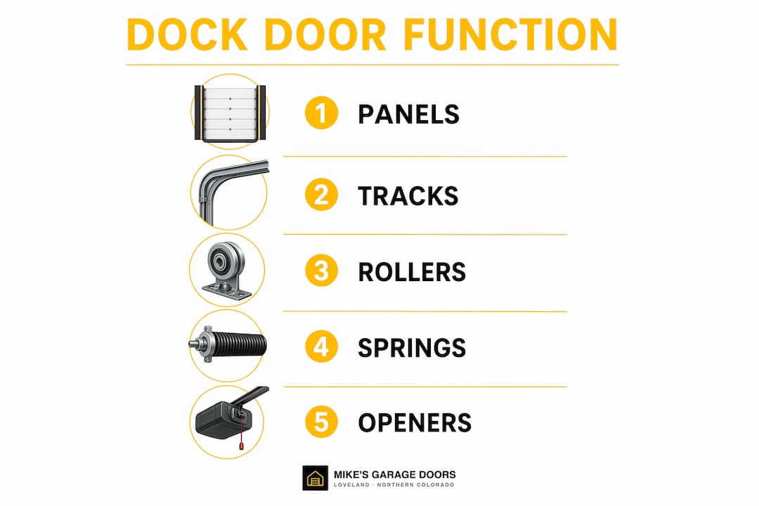 Infographic outlining dock door function steps