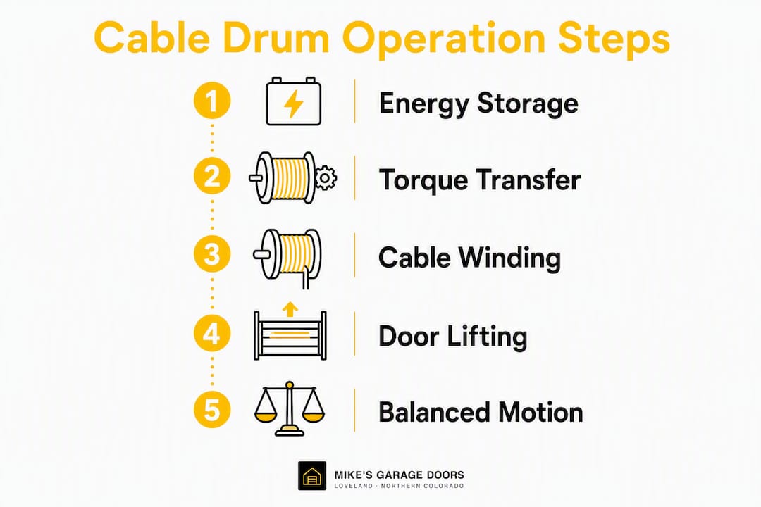 Infographic showing key steps in cable drum operation