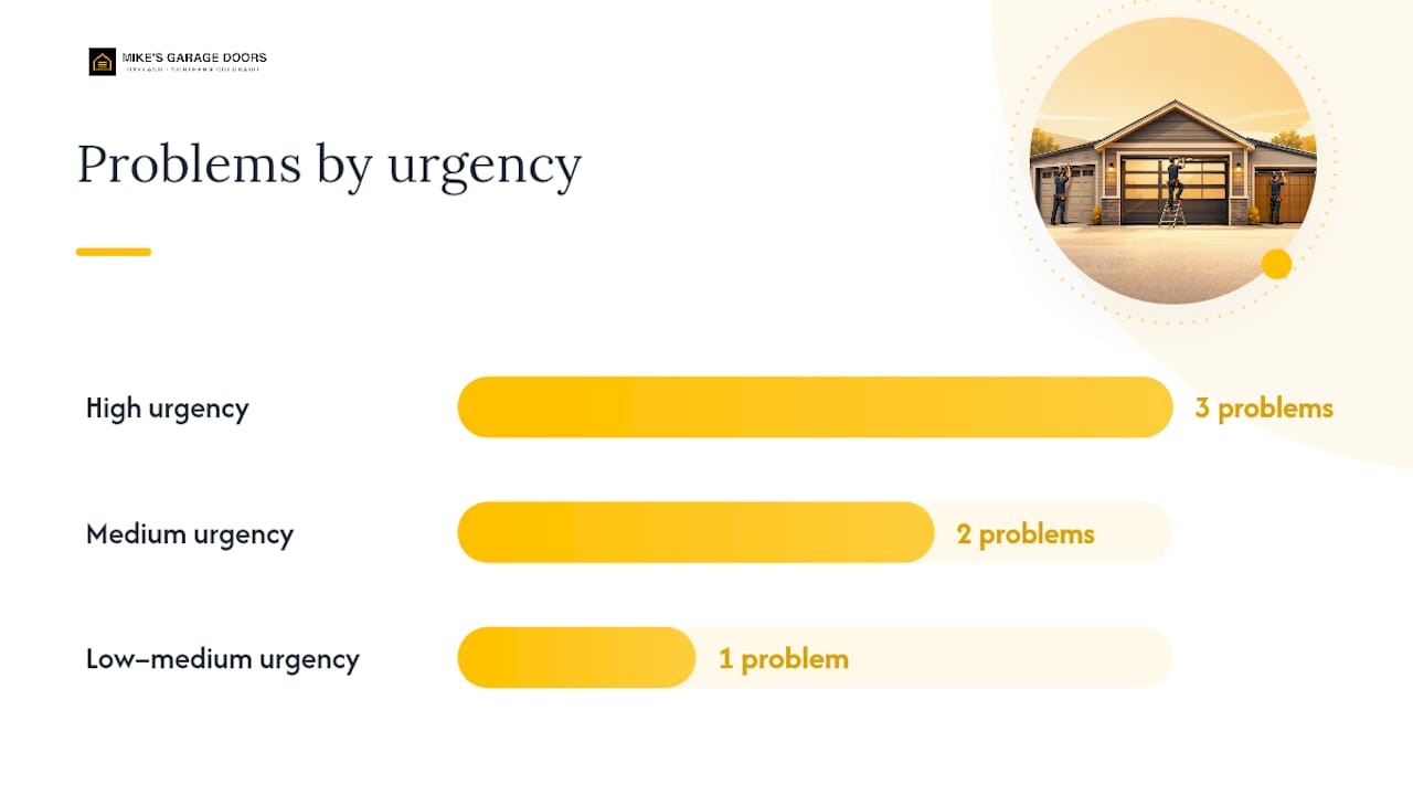 Diagram comparing garage door problems and urgency