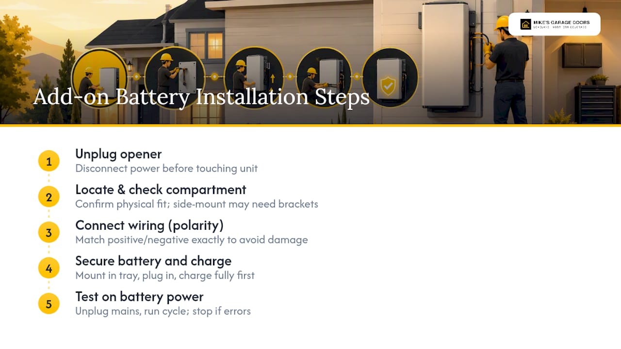 Five-step garage battery backup installation process