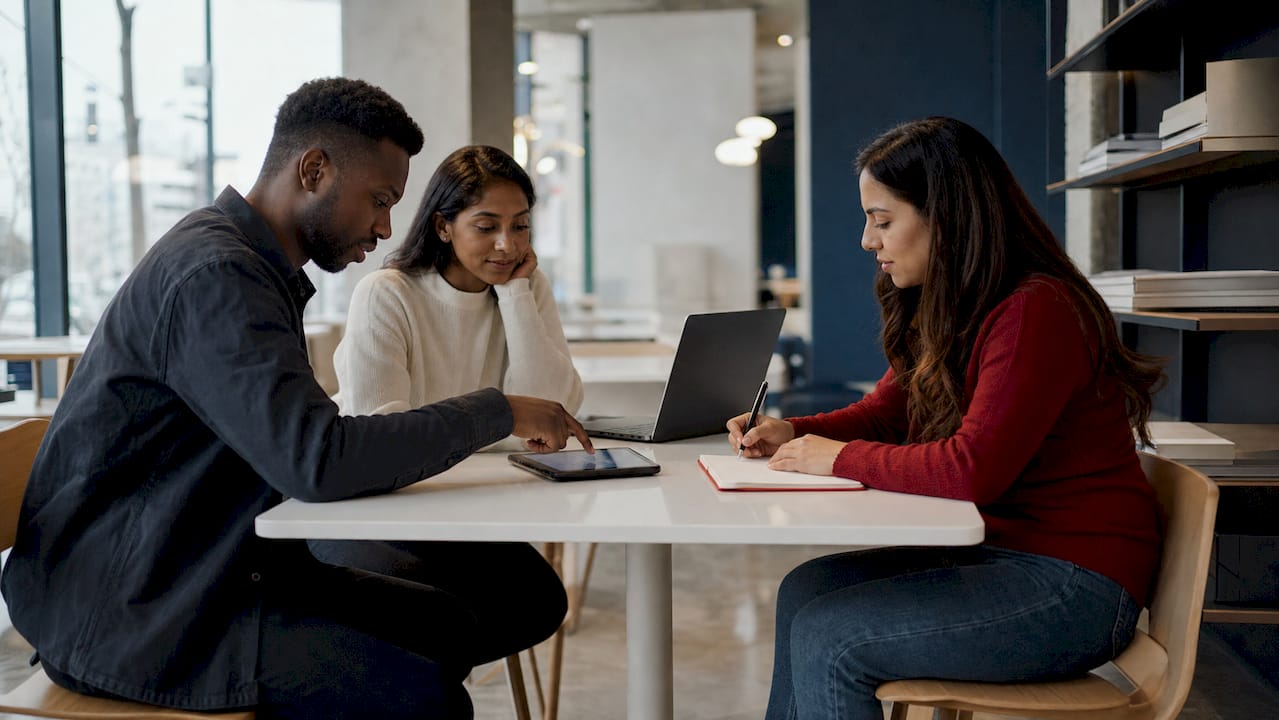 Two analysts reviewing payment failure charts at home office