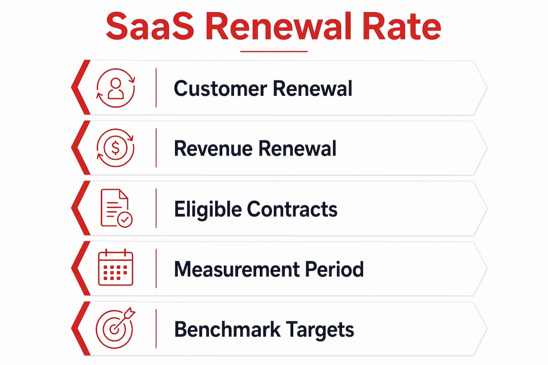 Infographic explaining SaaS renewal rate key steps