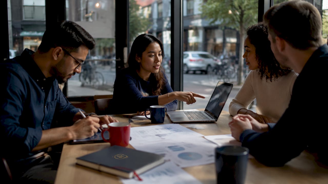 Customer success team discussing data insights