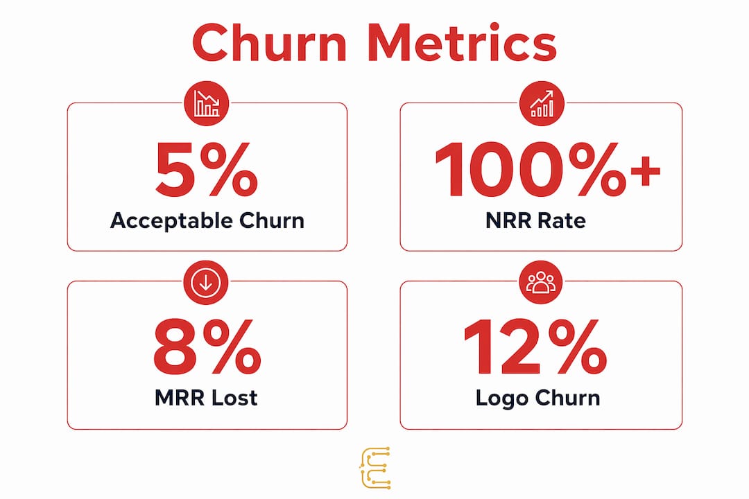 Infographic showing key SaaS churn metrics