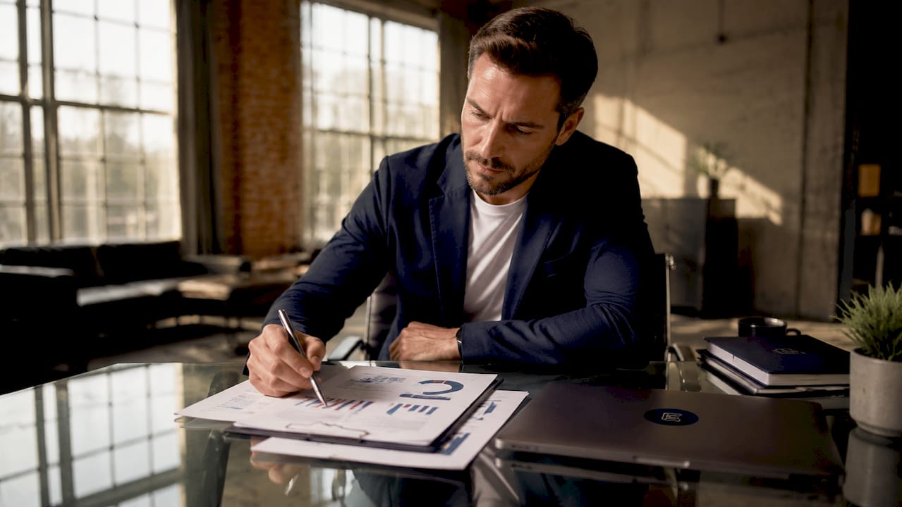 Sales manager reviewing SaaS growth reports