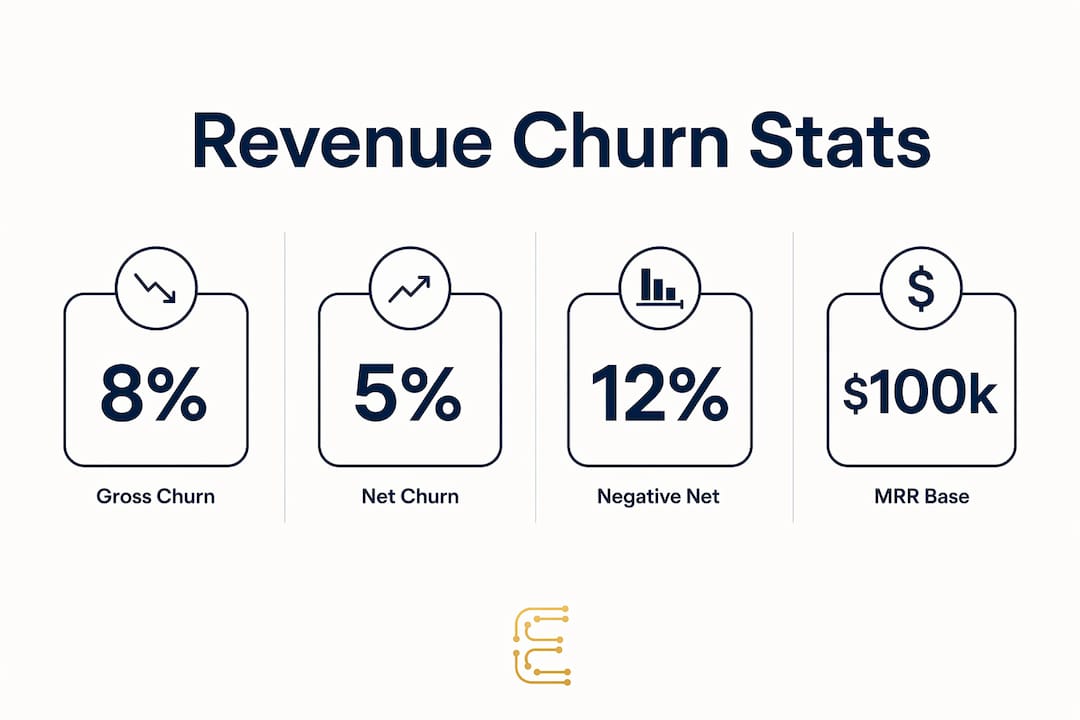 Infographic presenting key revenue churn statistics