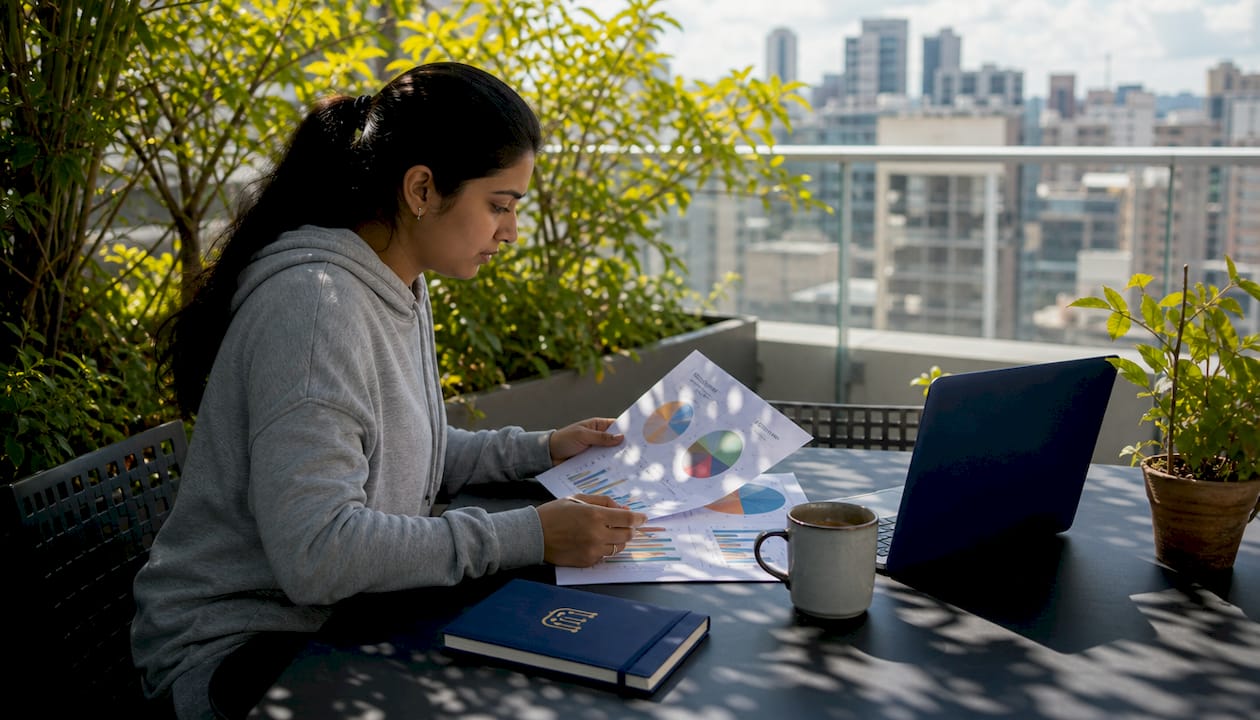 Woman analyzing customer behavior data on tablet