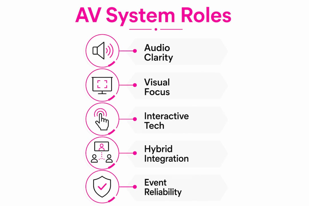 Infographic showing AV system roles in corporate events