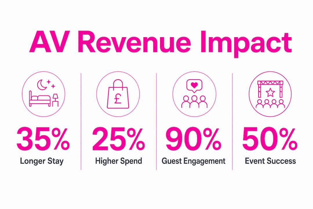 Infographic showing audiovisual benefits for venue revenue