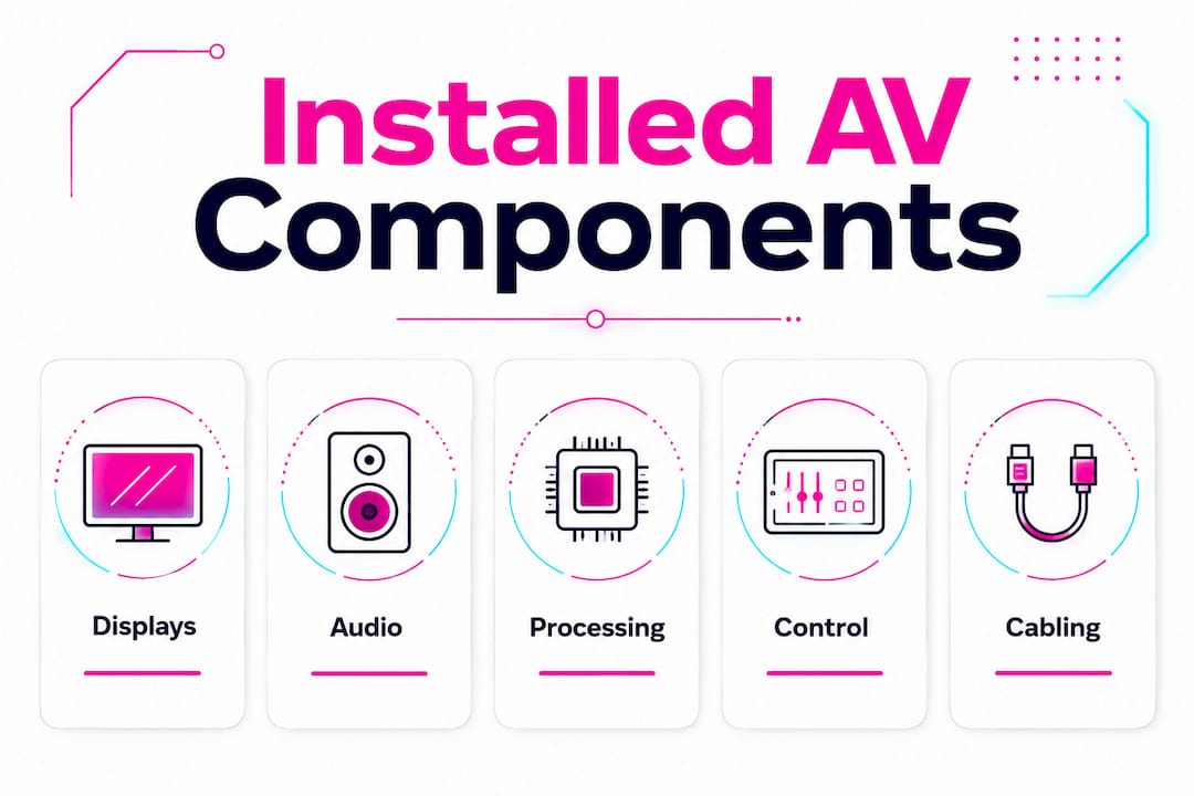 Infographic showing key installed AV system components