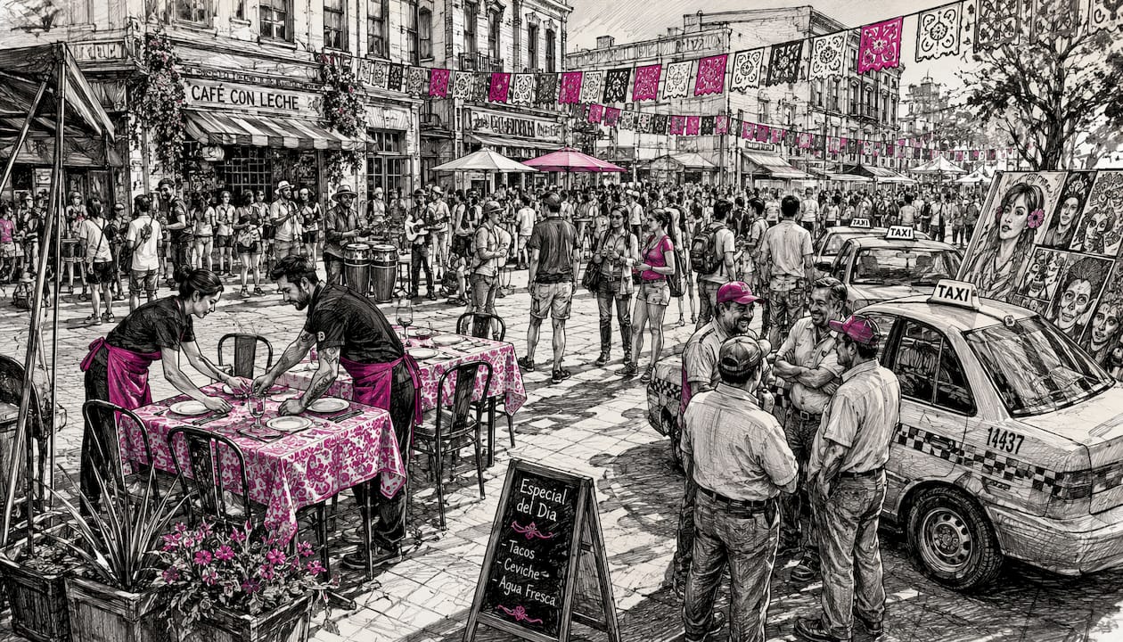 City workers engaging around live event businesses