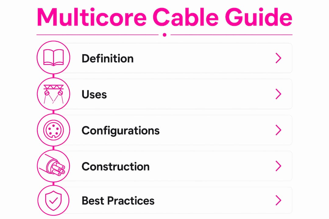 Infographic outlining multicore audio cable key topics