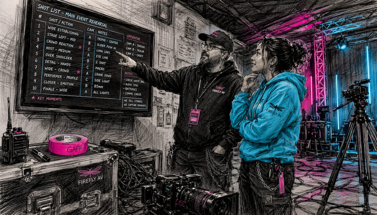 Event crew planning IMAG camera shot list