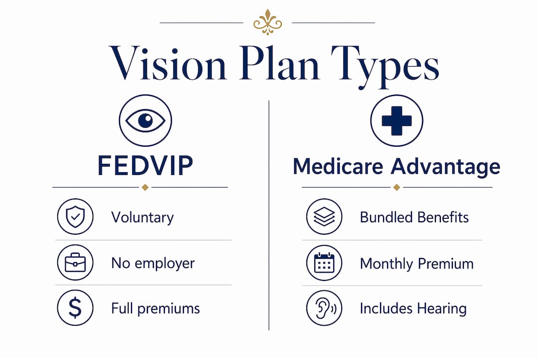 Infographic comparing FEDVIP and Medicare Advantage vision plans