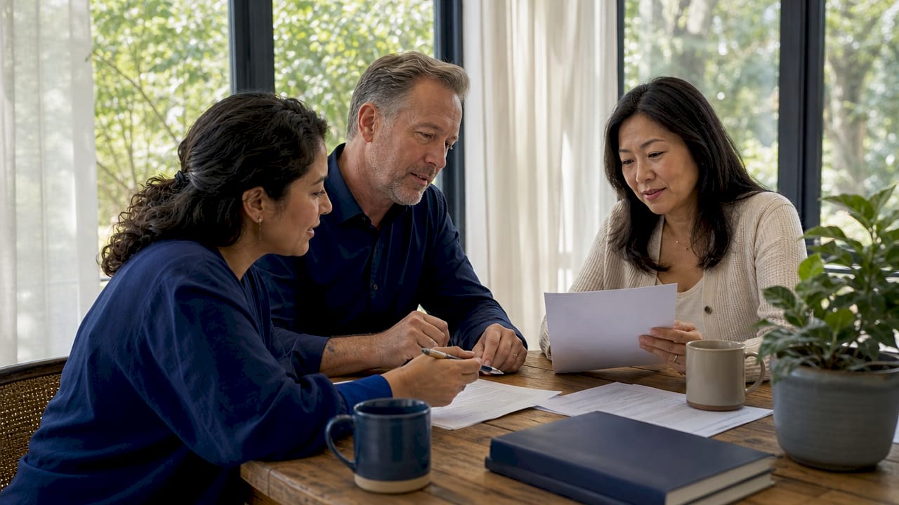 Business owners discussing cross-purchase life insurance