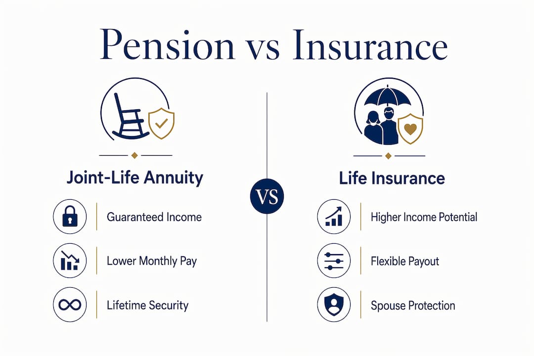 Infographic comparing pension and life insurance benefits