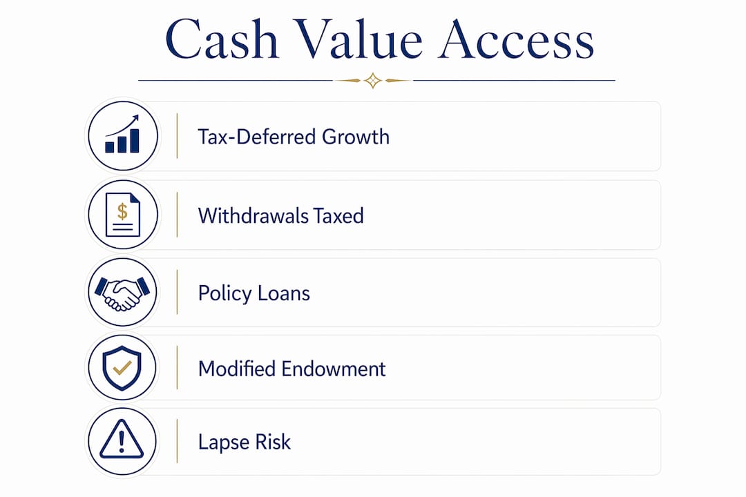 Infographic showing tax rules for accessing cash value
