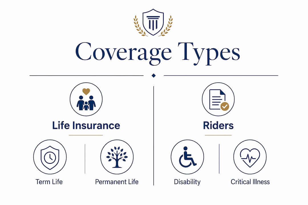 Infographic comparing coverage types and riders