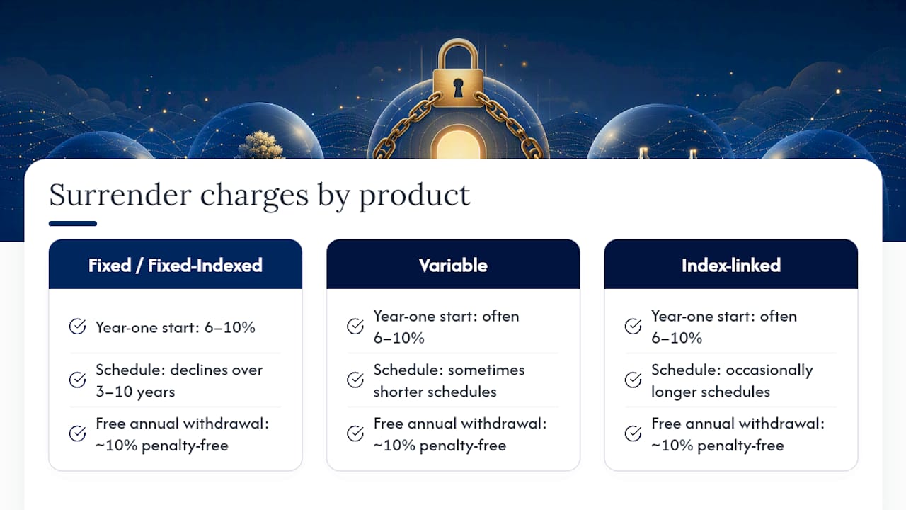 Graph of surrender charge rates and schedules