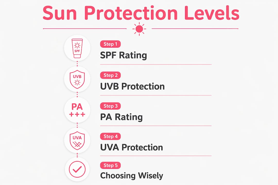 Infographic explaining SPF and PA ratings in Japanese sunscreen