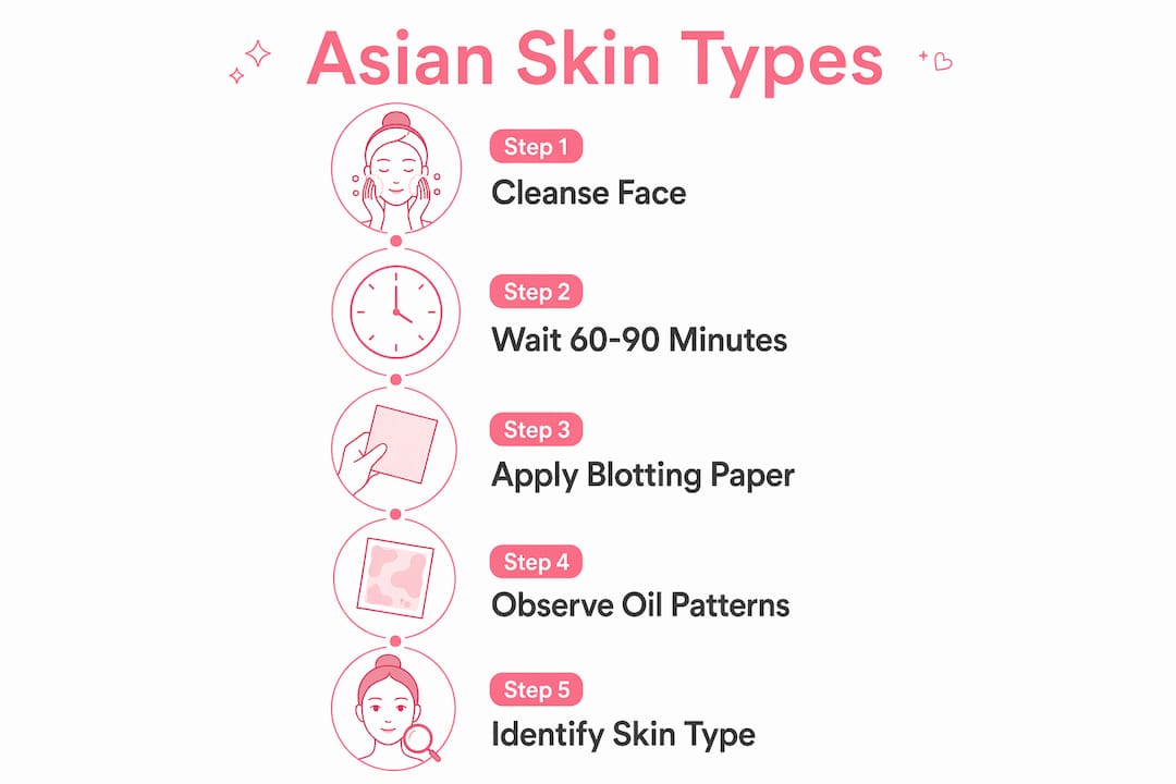 Infographic displaying steps to identify Asian skin type
