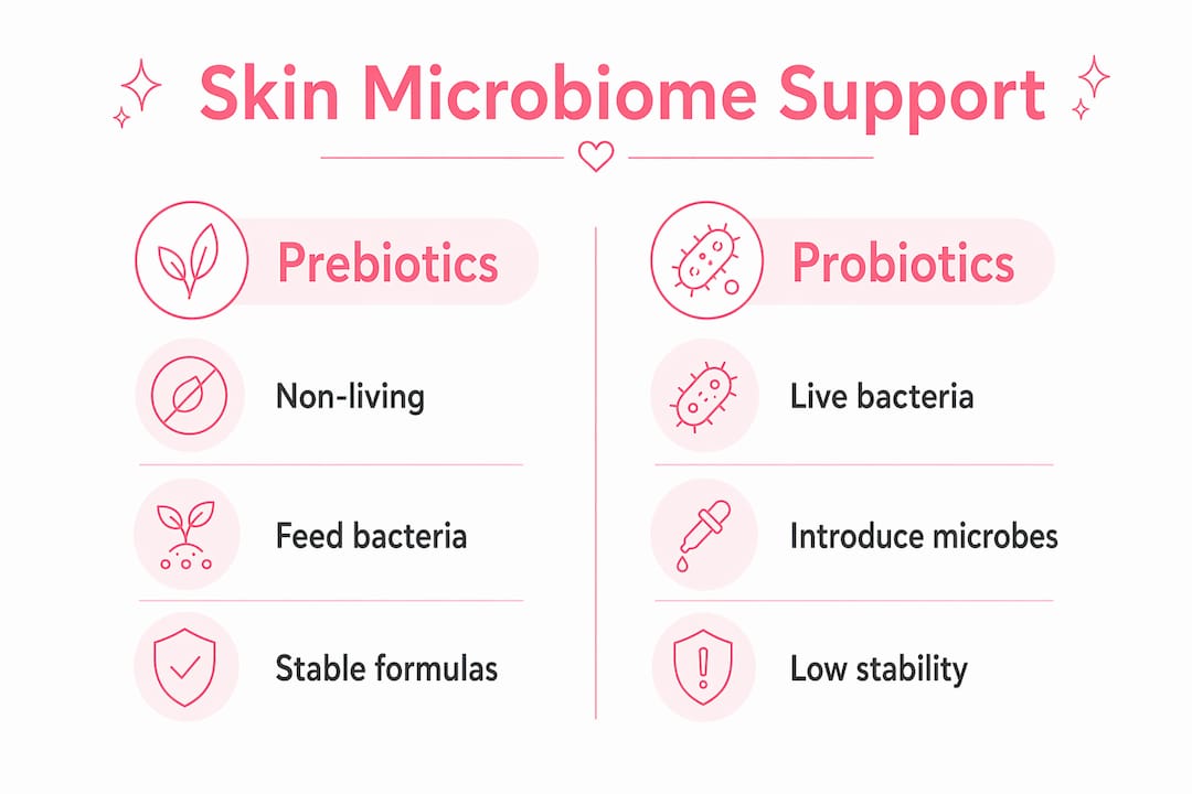 Infographic comparing prebiotics and probiotics