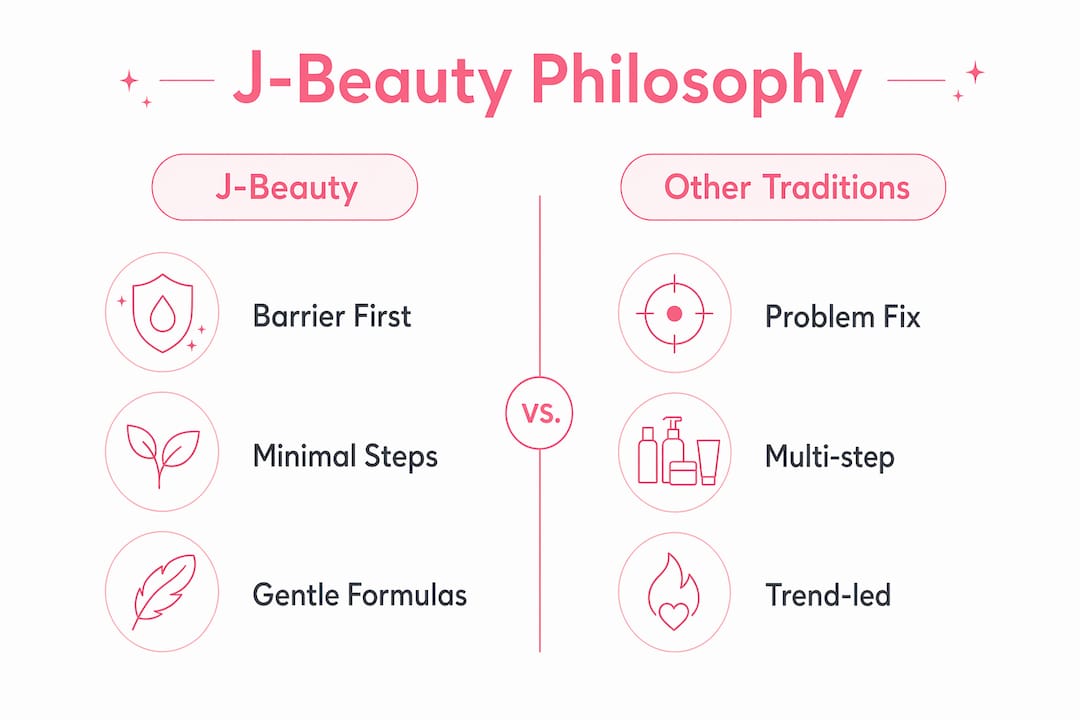 Infographic comparing J-Beauty with other skincare traditions