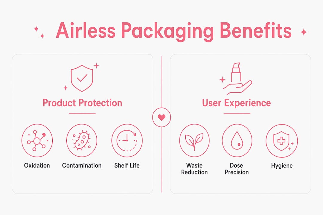 Infographic comparing airless packaging benefits