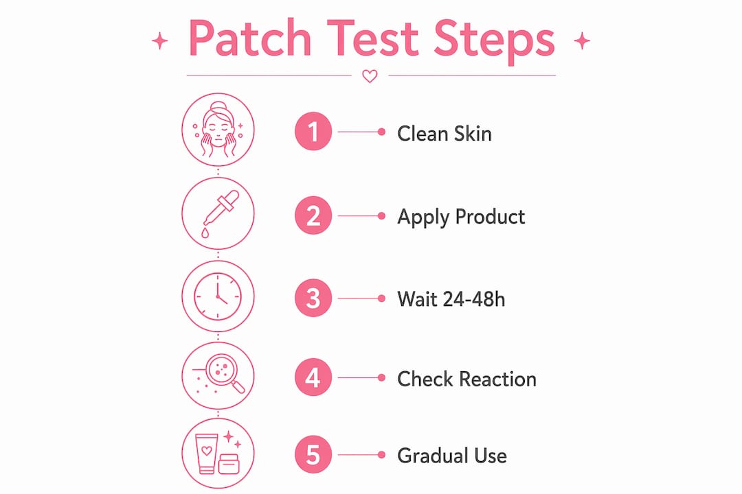 Infographic with step-by-step patch testing process