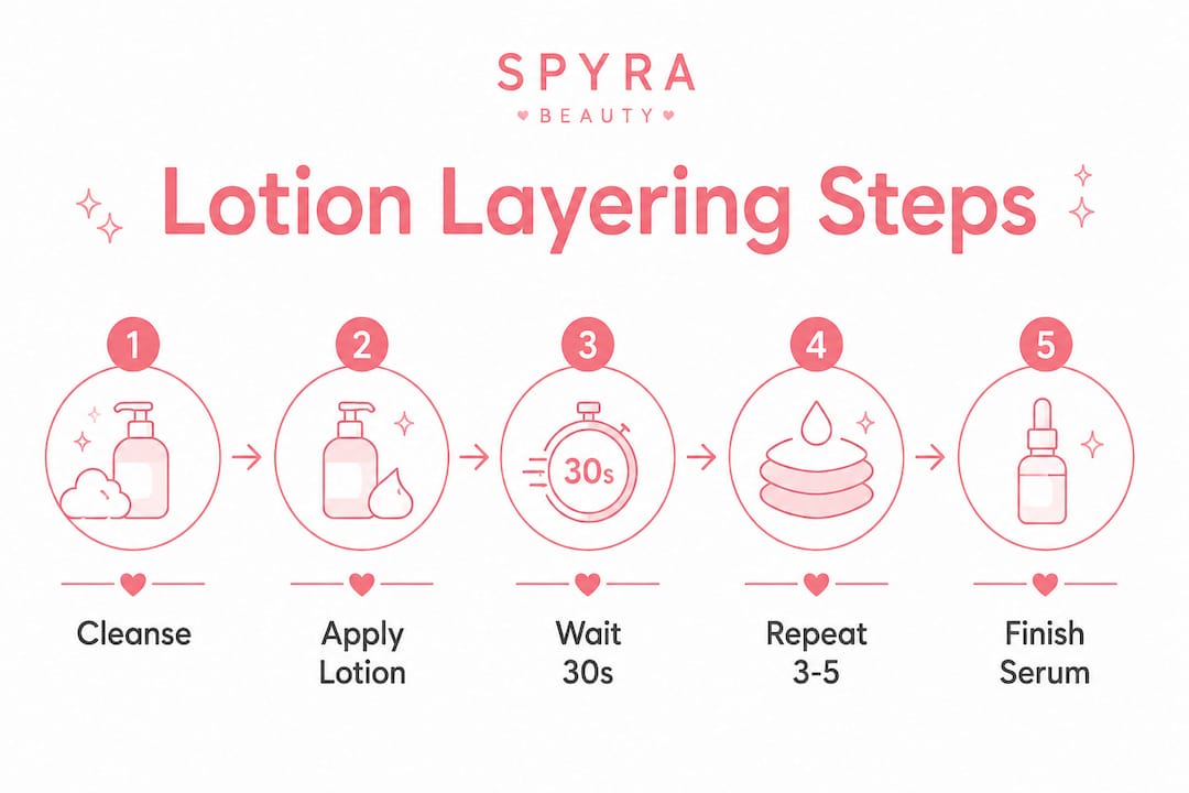 Infographic of lotion layering step-by-step process