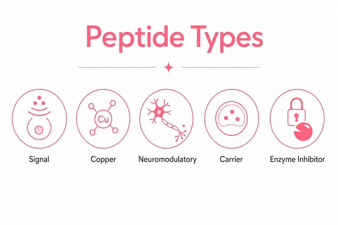 Infographic illustrating main peptide types