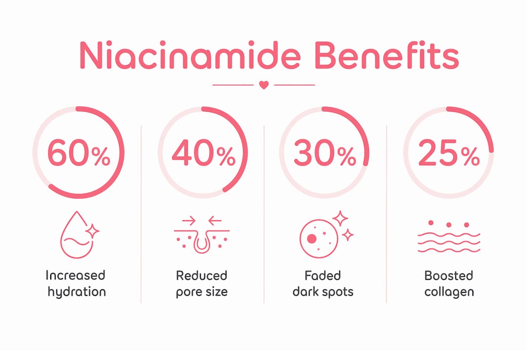 Infographic showing niacinamide skincare benefits