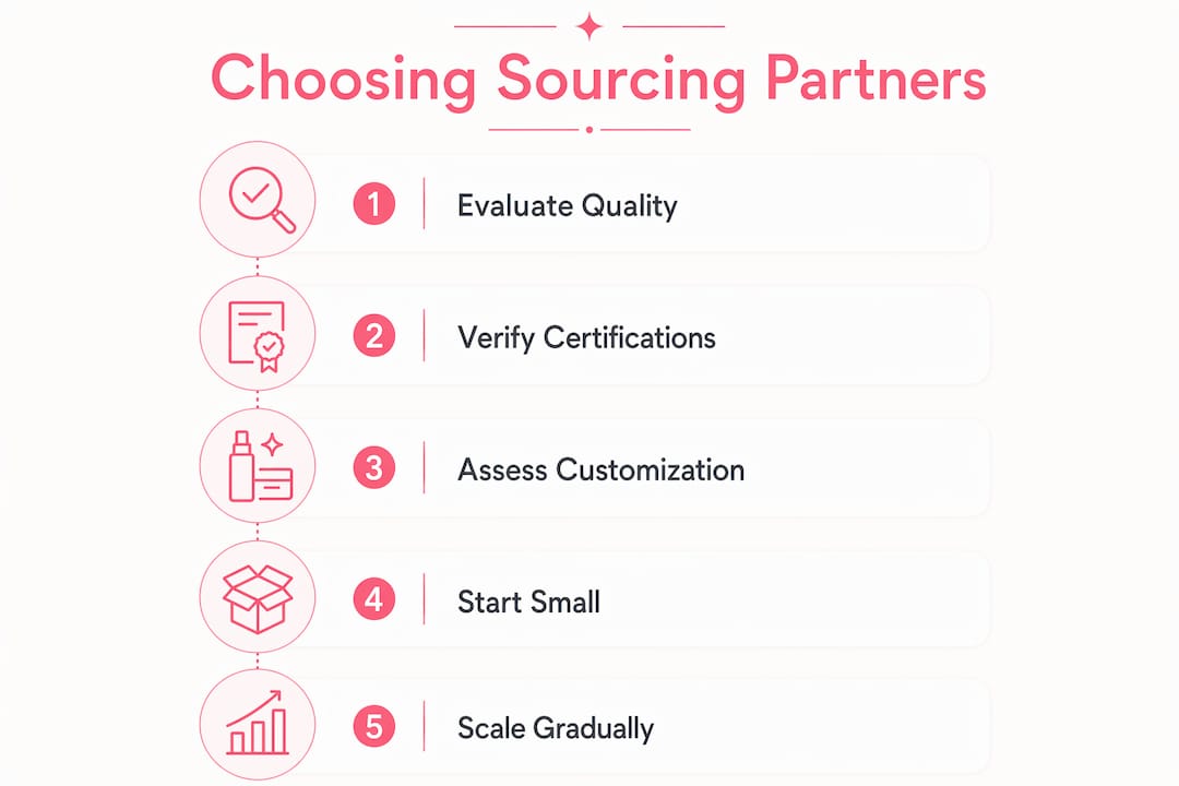 Infographic outlining steps to choose beauty sourcing partners