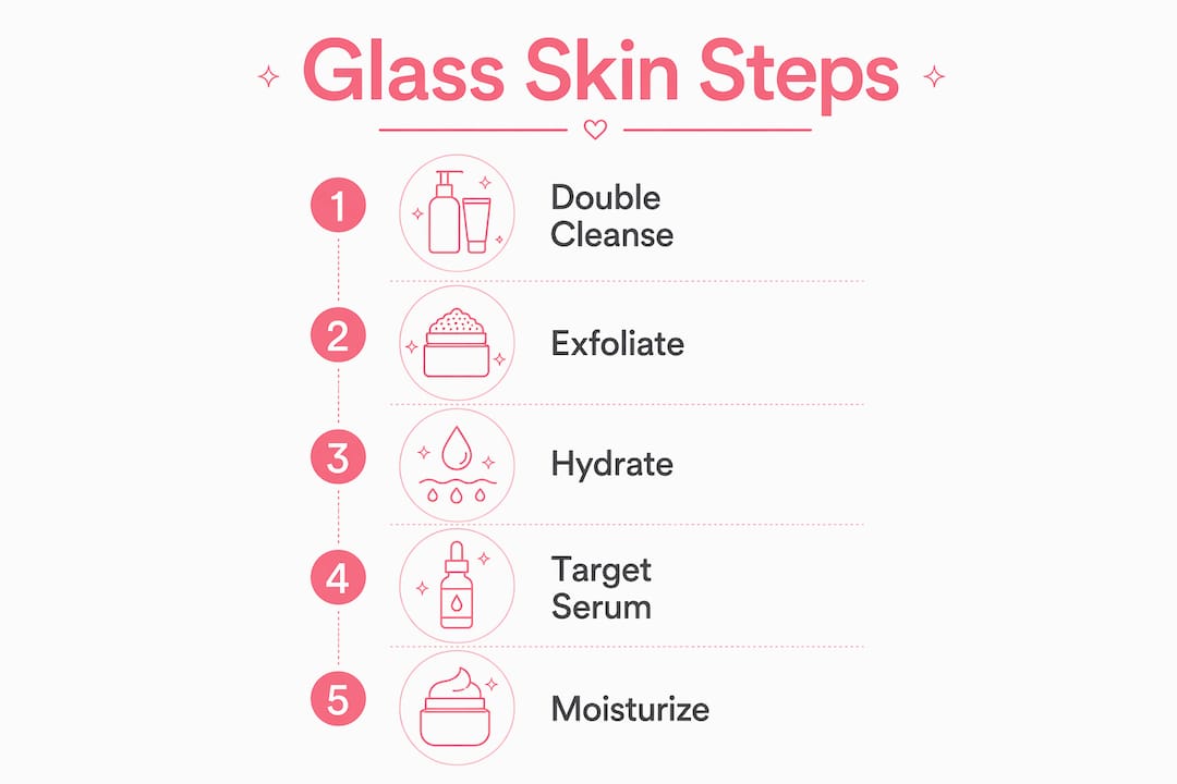 Infographic showing glass skin routine steps