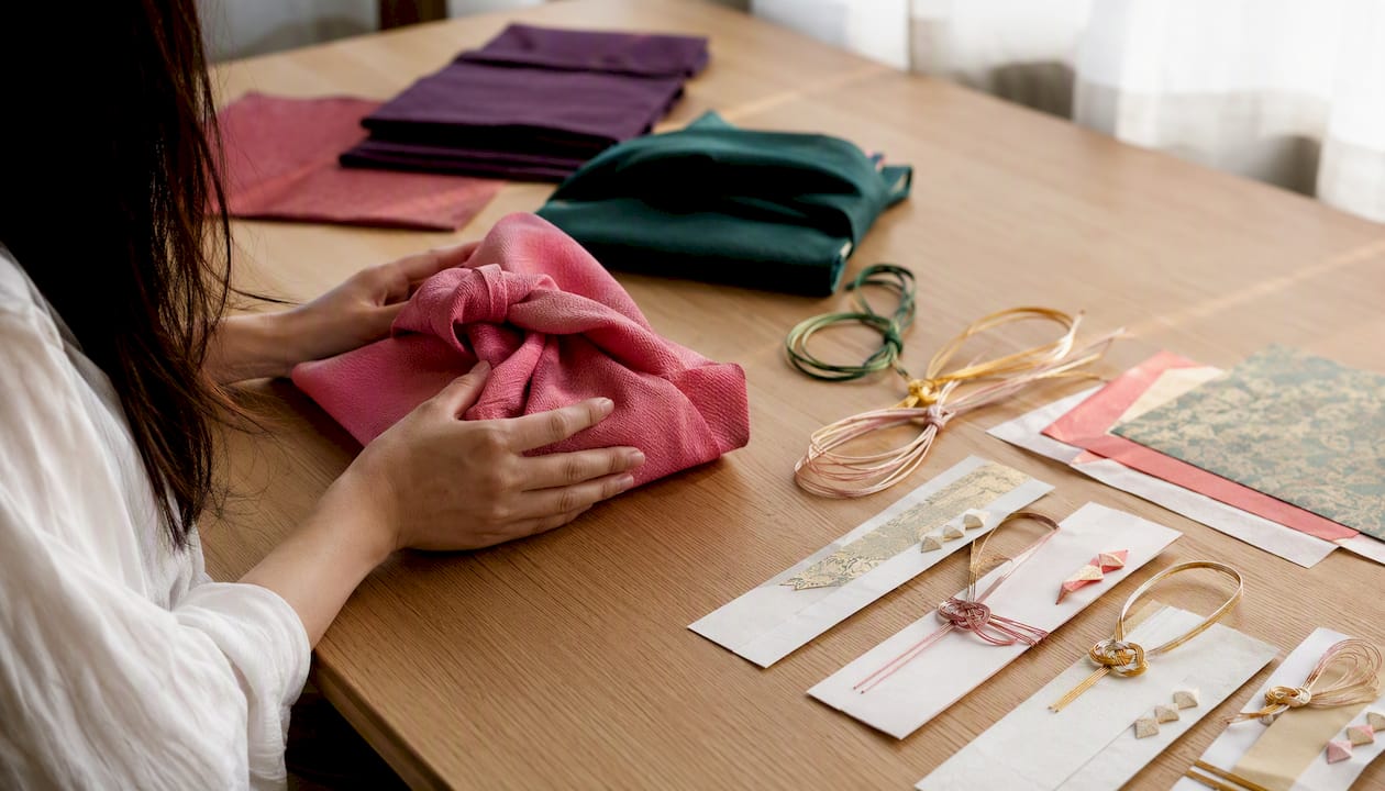 Japanese gift wrapping materials and decorative cords