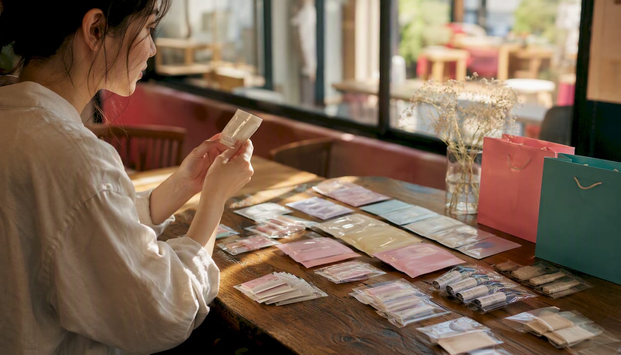 Individually wrapped small Japanese skincare gifts