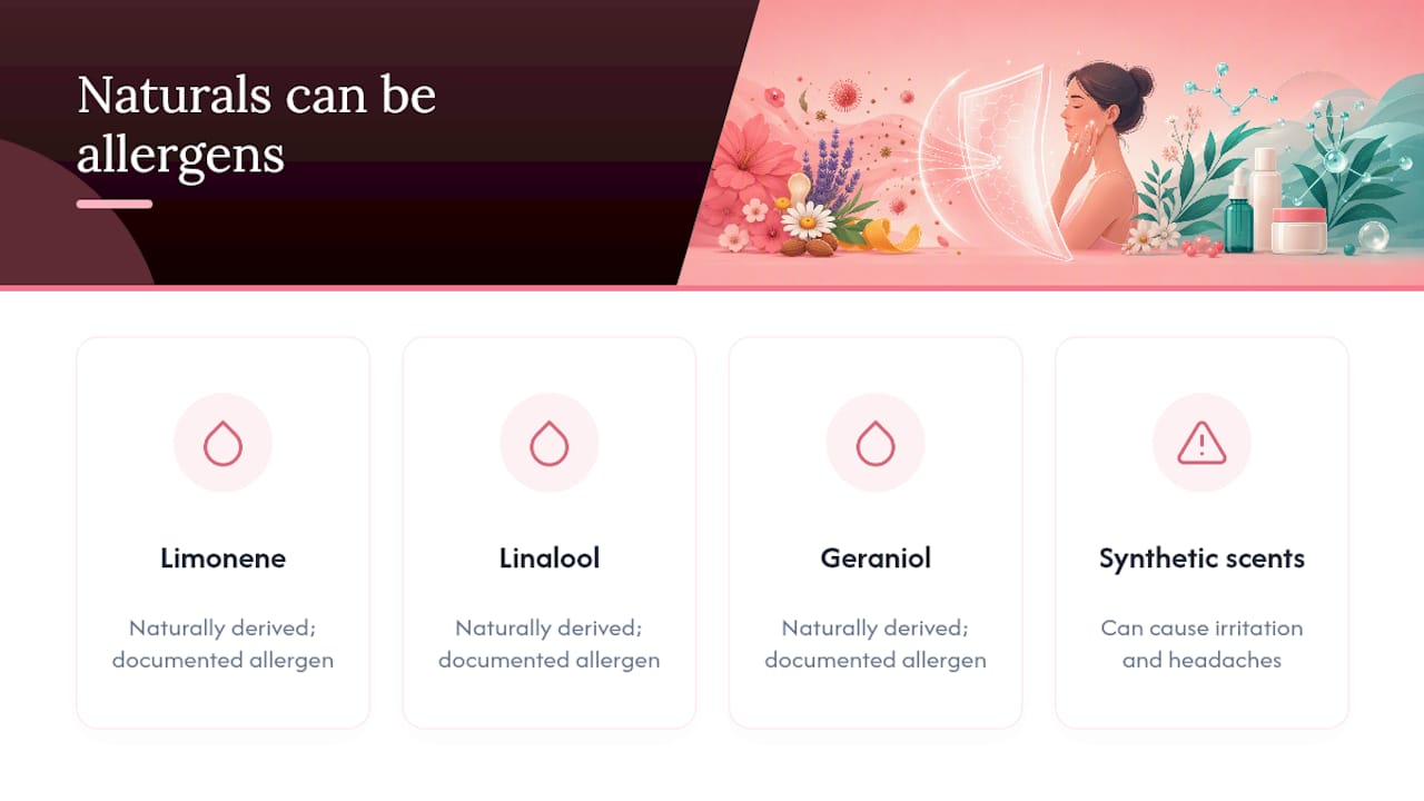 Diagram comparing natural and synthetic fragrance allergens