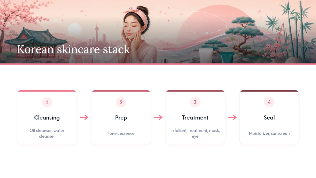 Diagram of the 10-step Korean skincare routine